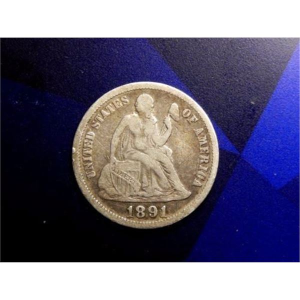 1891 O Seated Liberty Dime VF