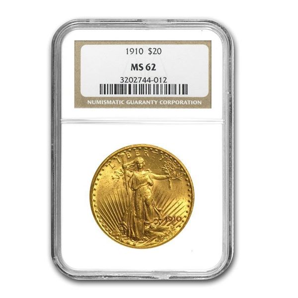 1910 $20 Saint-Gaudens Gold Double Eagle MS-62 NGC