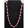 Image 1 : #263-FRESH WATER PEARL & RED JADE BEAD NECKLACE