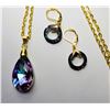 Image 1 : 22)  GOLD TONE WITH PURPLE/ BLUE/PINK FACETED