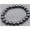Image 1 : #78-NATURAL BLACK OBSIDAN BEAD BRACELET 8MM/7.5"