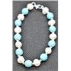 Image 1 : #291-FRESH WATER PEARL& BLUE TOURQOISE BRACELET