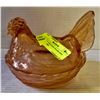 Image 1 : ROSE PINK VINTAGE GLASS HEN COVERED DISH