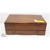 Image 1 : BROWN WOOD JEWELLERY BOX FULL OF JEWELLERY
