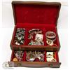 Image 2 : BROWN WOOD JEWELLERY BOX FULL OF JEWELLERY