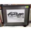 Image 1 : 2 HORSES IN AN OPEN FIELD FRAMED ARTWORK BY