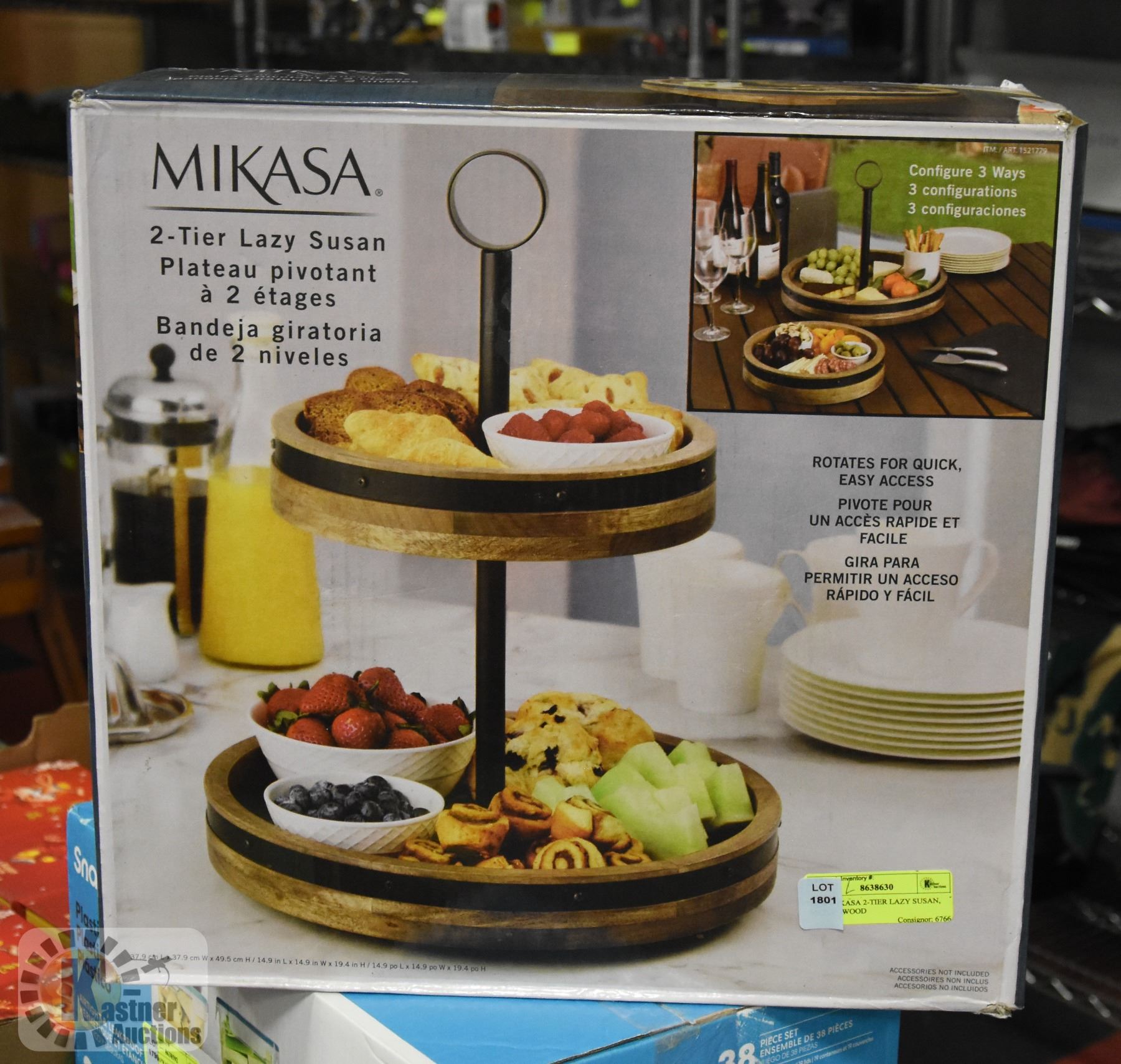 NEW MIKASA 2TIER LAZY SUSAN, MANGO WOOD