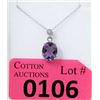 Image 1 : Amethyst & Diamond Sterling Silver Pendant