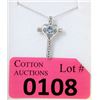 Image 1 : Sterling Silver Blue Topaz & Diamond Cross Pendant
