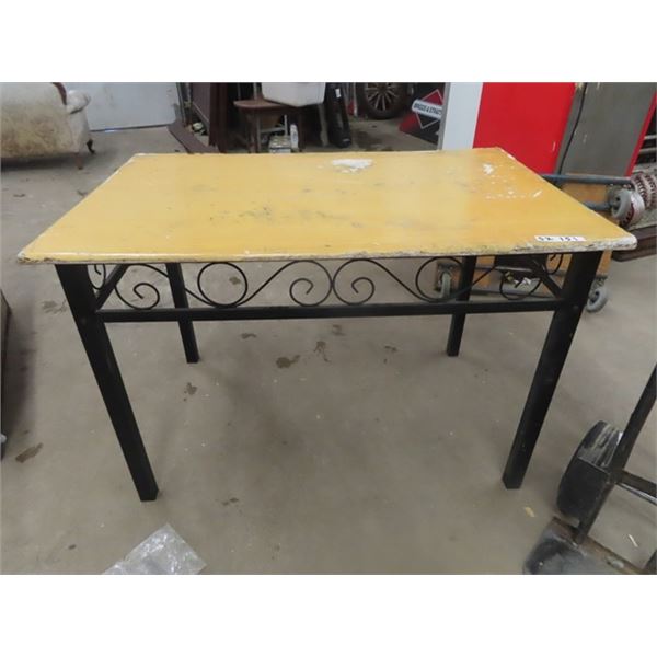 Table- Rough Top, Metal Frame 30  x 46  x 30 