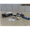 Image 1 : 4 Police Cars- Tonka Jeep, Metal Friction Police Wagon, Corgi Police Car & London Toy , Metal Police