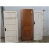 Image 1 : 3 Vintage Wooden Solid Doors- 1)30" x 74" 1)28" x 77", 1) 24" x 74"