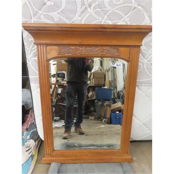 Antique Wooden Framed Bevelled Mirror 34" x 44"