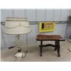 Image 1 : Wooden Carved Stool/Stepper & Vintage Table Lamp