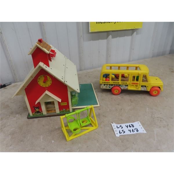 Fisher Price School House & Bus w/ Other Accessories