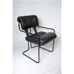 An Italian Mariani Leather and Chrome Armchair, for the Pace