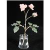 Image 1 : A Faberge style carved quartz and green jade rose with gilt 