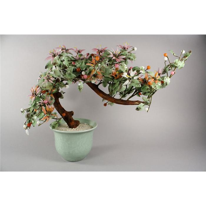 An Oriental Glass And Metal Bonsai Tree In Ceramic Pot An Oriental Glass And Metal Bonsai Tree In Ceramic Pot