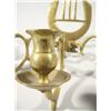 Image 3 : A pair of 20th Century harp form three-arm brass candle scon