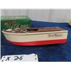 Image 2 : Fleetline Fiesta Queen Speedboat- Battery Operated Wooden w/ Box 9.5" Long