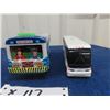 Image 2 : 2 Greyhound Buses 1) Battery Operated New York Bus 9" Long 1) Plastic Bank 9.5" Long