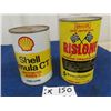 Image 1 : 2 Oil Cans - 1 Quart 1) Shell w/ Product 1) Rislone