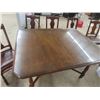 Image 2 : Walnut Dining Room Table w/ Fitted Glass Cover & 6 Chairs 53" x 44" plus 2 Leaves