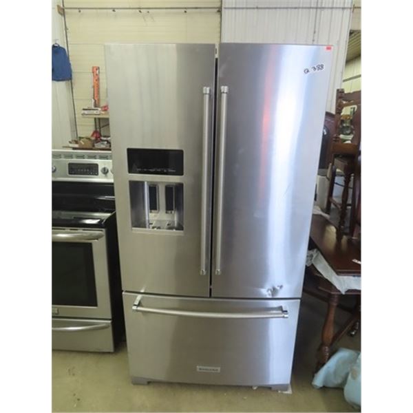 KitchenAid Stainless Steel Side by Side Bottom Freezer Fridge 36  x 32  x 70  - Dent on Lower Front 