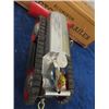 Image 7 : Marx Aluminium Tractor & Trailer Wind Up with Box Working 16" L x 5.5" to top of man x 4" W