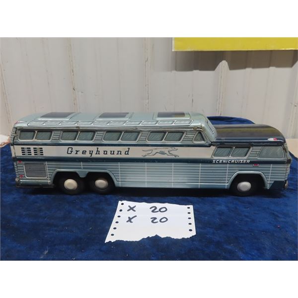 Japan Tin Friction Greyhound Bus 16" L x 4.75" H x 4" W