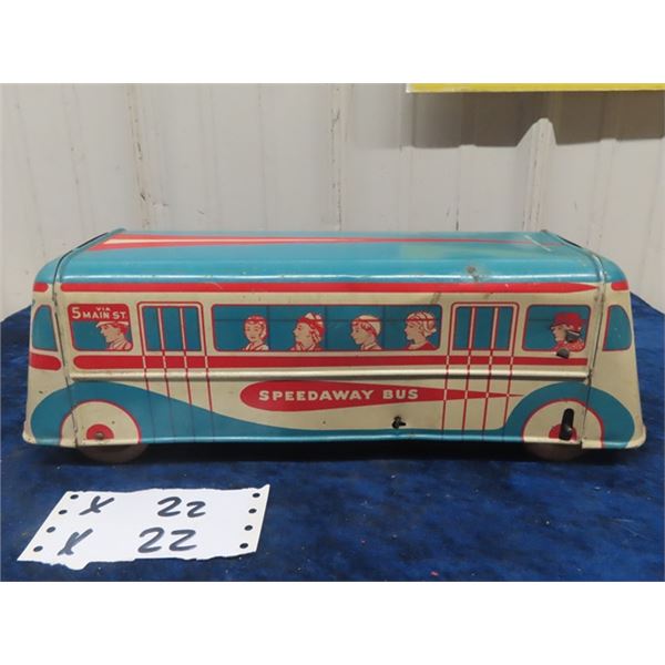 Wolverine Tin Friction Speedway Bus 14" L x 4.5" x 4.5" W