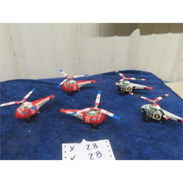 5 Japan Tin Friction Emergency Helicopters 5" Long