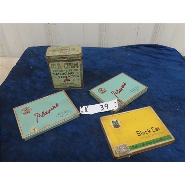 4 Cigarette & Tobacco Tin; 1) Old Chum, 1) Black Cat, 2) Players