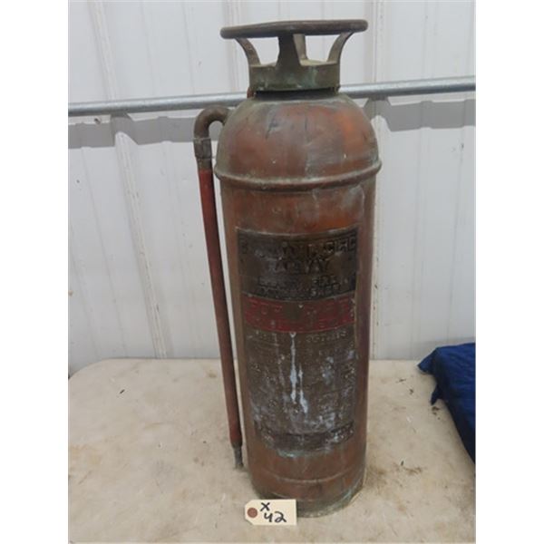 Canadian Pacific Railway, Copper Fire Extinguisher with Brass Tag 24" Tall