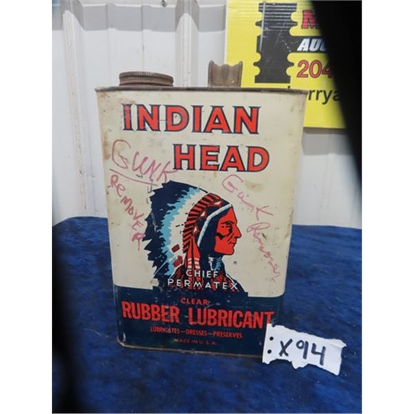 Indian Head Clear Rubber Lubricant Tin 1 US Gal