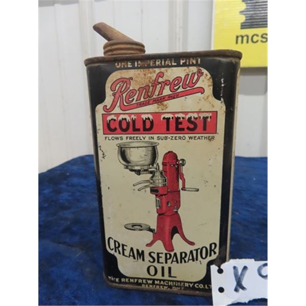 Renfrew Cream Seperator Oil Tin 1 Imperial Pint