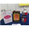 Image 1 : 3 Tins; 1) Dew-Coated Outboard Oil 1 US Quart, 1) Red Devil Liquid Soot Remover 1 Pint & 1) Prestone