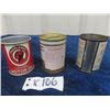 Image 3 : 3 Tins; 1) Mohawk MOtor Oil 4oz No Lid, 1) City Service Koolmotor Oil with Bank Lid 4oz & 1) Kleanfl