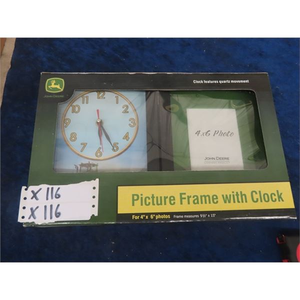New- John Deere Clock/Picture Frame Combo