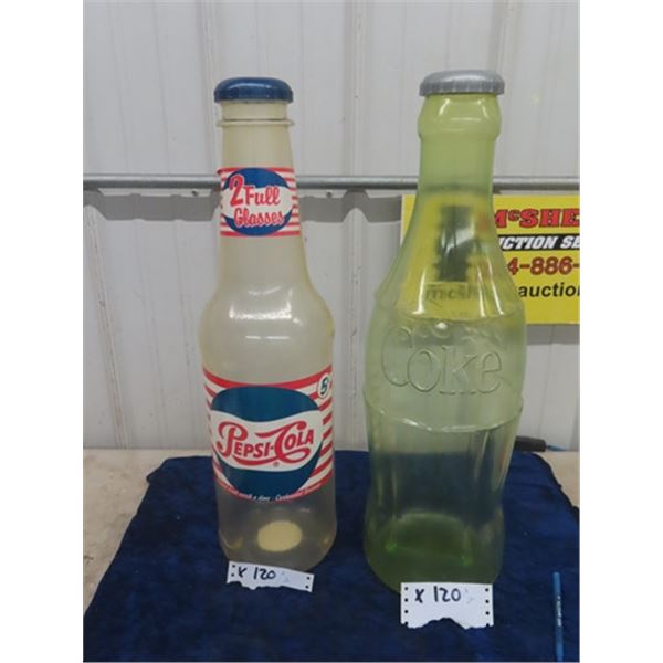 2- 24" Plastic Banks 1) Pepsi, 1) Coke