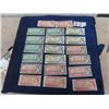 Image 1 : 10 Canadian $1 Bills; 5 between 1867- 1967 + 5 1973 &  10 - $2 Bills 5 are 1954 + 5 1974