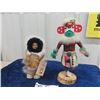 Image 1 : Vintage Wood & Leather 12" Snow Kachina Doll Navajo Indian & Vintage  Alaska Inuit Doll 9" Tall Wood