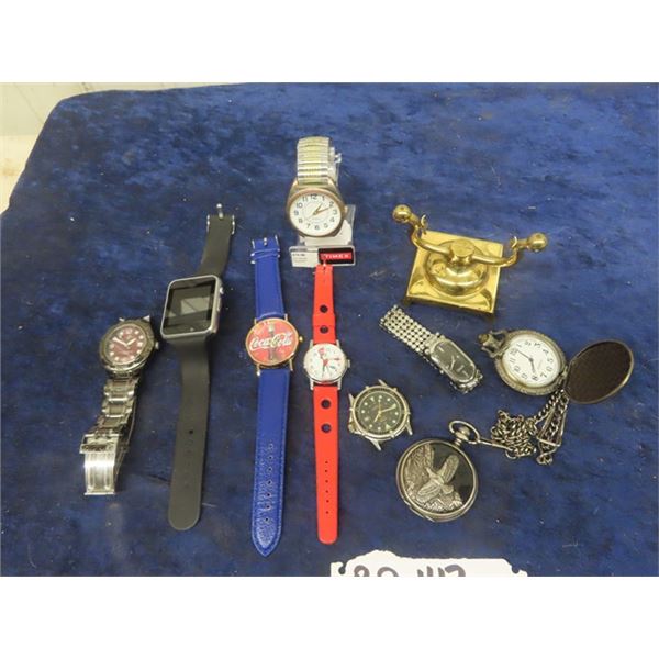 New Old Stock TImexwatch, Antique Pocket Watch Stand, 2 Pocket Watches, Coke Watch, Cat in Hat Dr. S