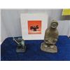 Image 1 : 2 Original Inuit Soapstone Carvings; 1) 9" Tall 1) 5" Tall both in good condition & Book