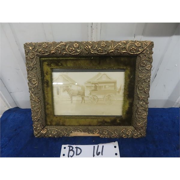 Rare Original 1880's Cabineet Card Photo of Hudson Bay Co. Fur Trade Horse Drawn Wagon. HBC Emblem &