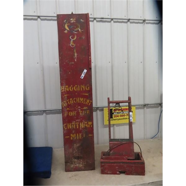 Vintage Bagging Attachment for the Chatham Mill Metal & Wood 58" x 11.5" x 8" ( biggest piece)