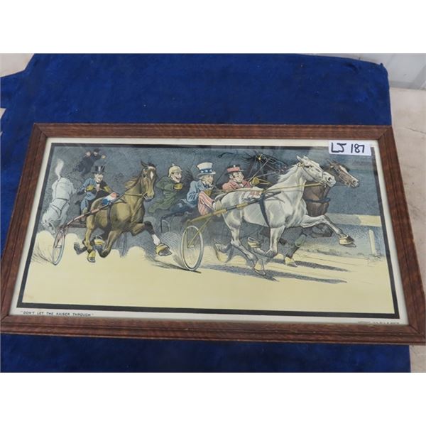 WW1 PEI Harness Race Picture with Oak Frame 12" x 22.5"