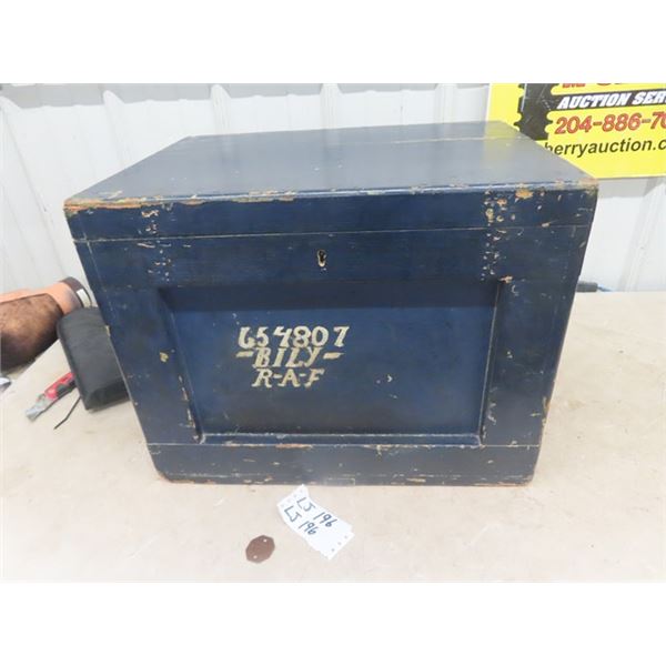 T. Bily RAF with Dog Tag in Wooden Travel Box 16" x 21" x 16"