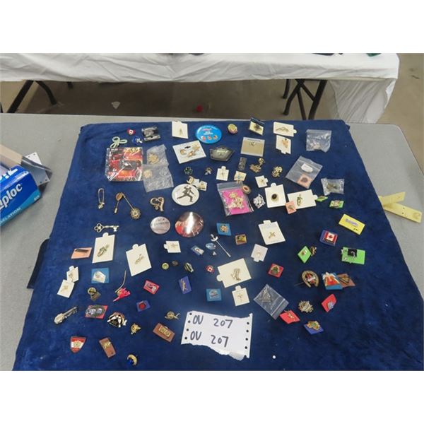 Approximately 100 Various Pins & Buttons