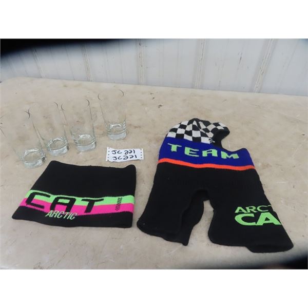 Arctic Cat Balaclava + Neck Warmer & 4 Chrysler Glasses